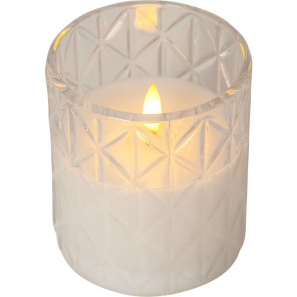 LED Pillar Kerze Flamme Romb - Indoor, Transparent, 10 cm höhe, Timerfunktion