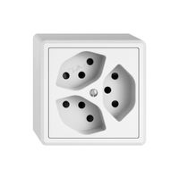 EDIZIOdue 3xT13 FMI UP mit Kinderschutz - 10A, 250V AC, L+N+PE, Mit Steckklemmen, Parallel, Einbautiefe 41 mm, FMI, weiss, IP20, 8.8x8.8cm