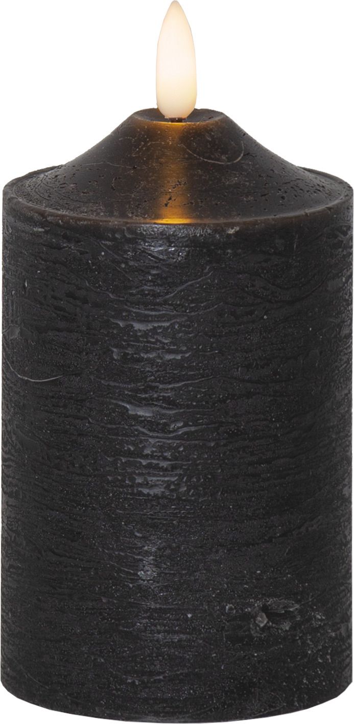 LED Pillar Kerze Flamme - Indoor, Schwarz, 15cm, Timerfunktion