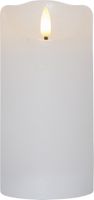 LED Pillar Kerze Flamme Rustic - Indoor, Weiss, 15.00 cm Höhe,  Timerfunktion