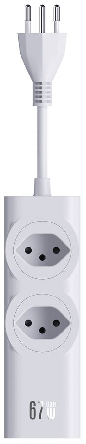 67W GaN Fast Charging Station - 2x T13, Out: USB-C1/ C2/ C3: 67W PD, C1+C2 shared: 45W + C3: 20W, USB-A: 5W, GaN, 2m Kabel, weiss