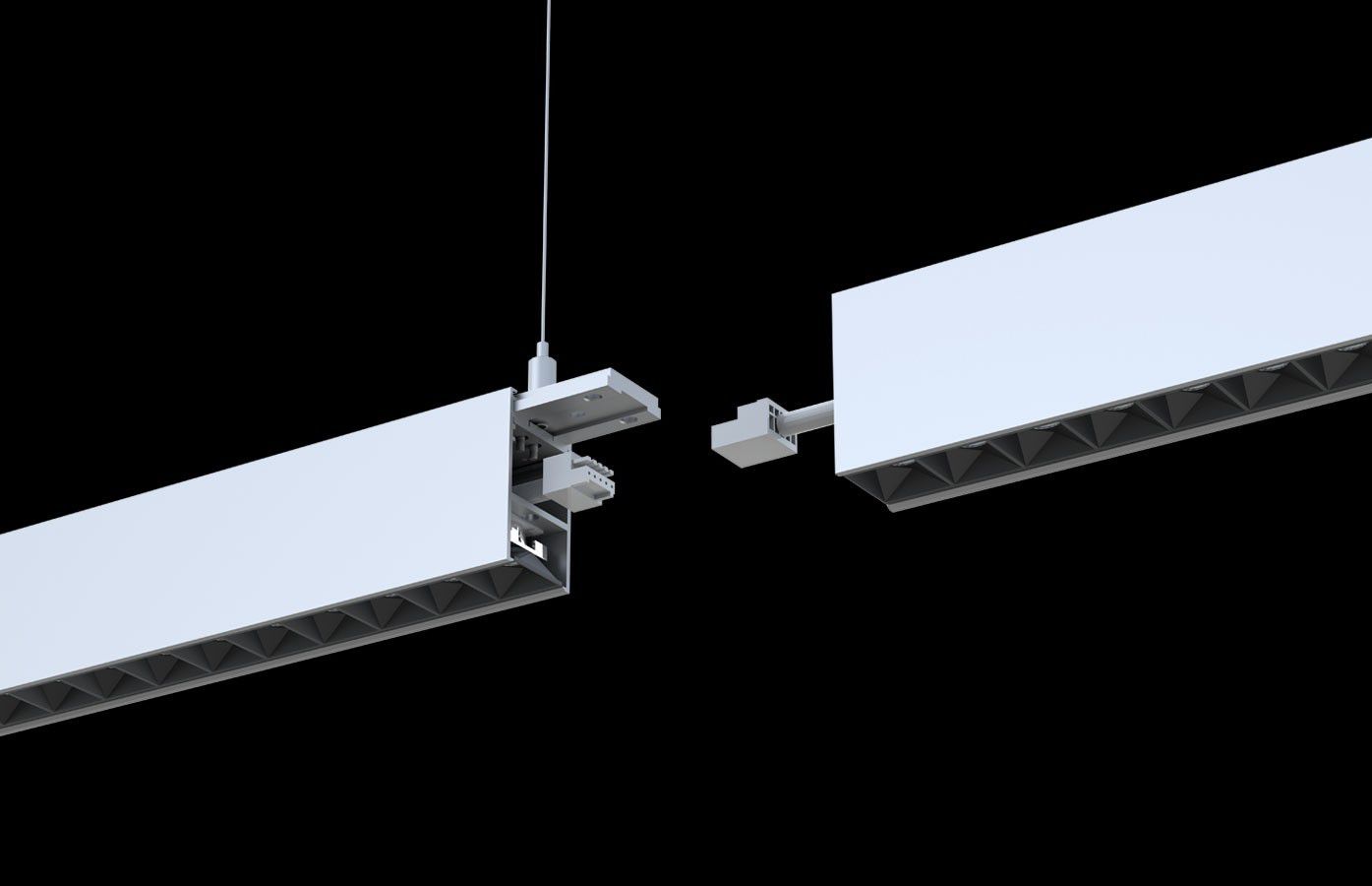 LED DALI-Pendelleuchte GLOS Up&Down (3000K) - 50W, 6250lm, 3000K, IP20, CRI83, 120°/45°, weiss-matt, DALI dim., L=1171mm, B=38mm, H=66mm,PL=1500mm