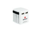 World USB Charger - Out: 2-Pol EU, UK, USA/Japan, AUS/China, 2xUSB-A 5.0V DC, max. 2.4A (shared), weiss