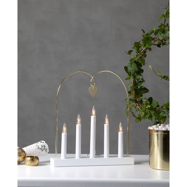 Kerzenständer Glossy Bow - IP20, Neutralweiss, 5 LED's