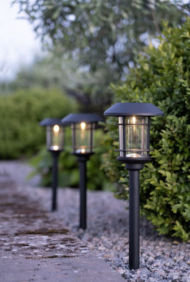 Solar Pollerleucht 3 Pack Fride - Schwarz, Lichtfarbe Warmweiss