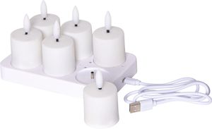 LED Kerze 6 Pack Flamme Charge - Indoor, Weiss, 8.50 cm Höhe, Timerfunktion