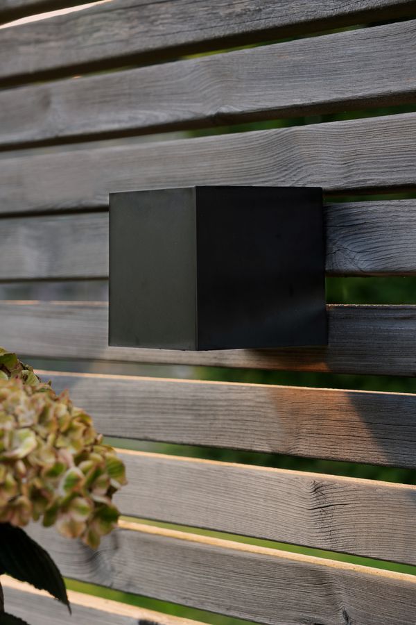Solar Wand Laterne Wally Cube - Schwarz, Lichtfarbe Warmweiss