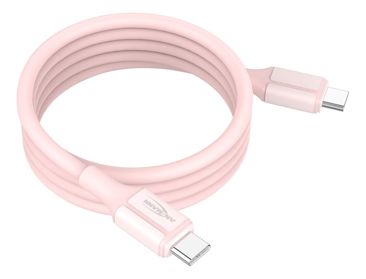 Magnetisches Silikonkabel USB-C auf USB-C, 120cm rose - Magnetisches Silikonkabel USB-C auf USB-C, 120cm rose