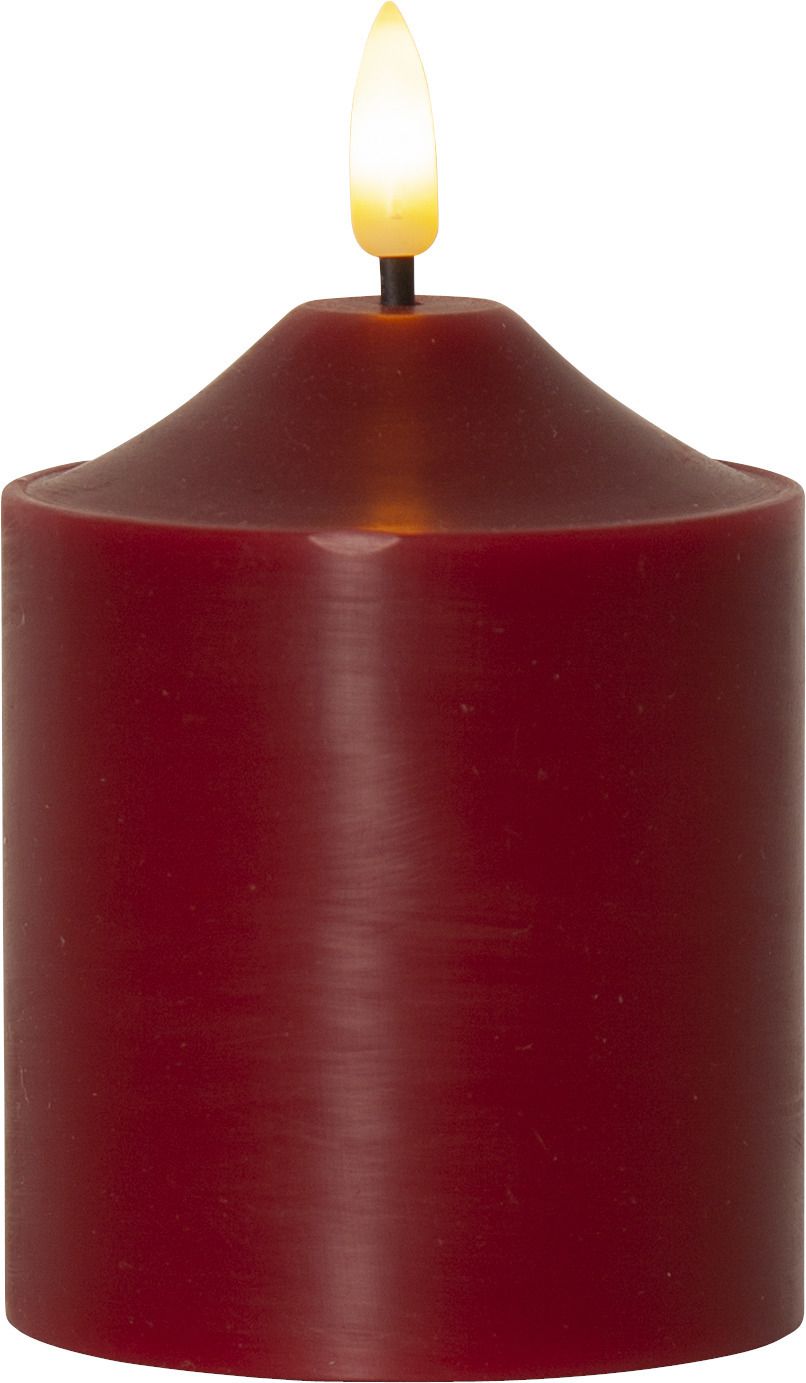 LED Pillar Kerze Flamme - Indoor, Rot, 12cm Höhe, Timerfunktion