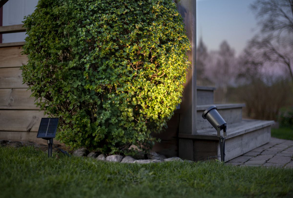 Solar Spotlight Powerspot - Indoor, Outdoor, Warmweiss, Schwarz