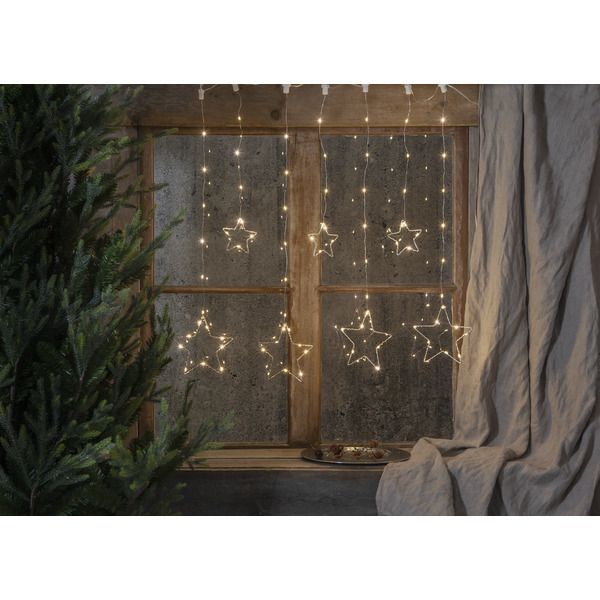 Vorhang Lichterkette Dew Drop Stars - IP20, Warmweiss, 84 LED