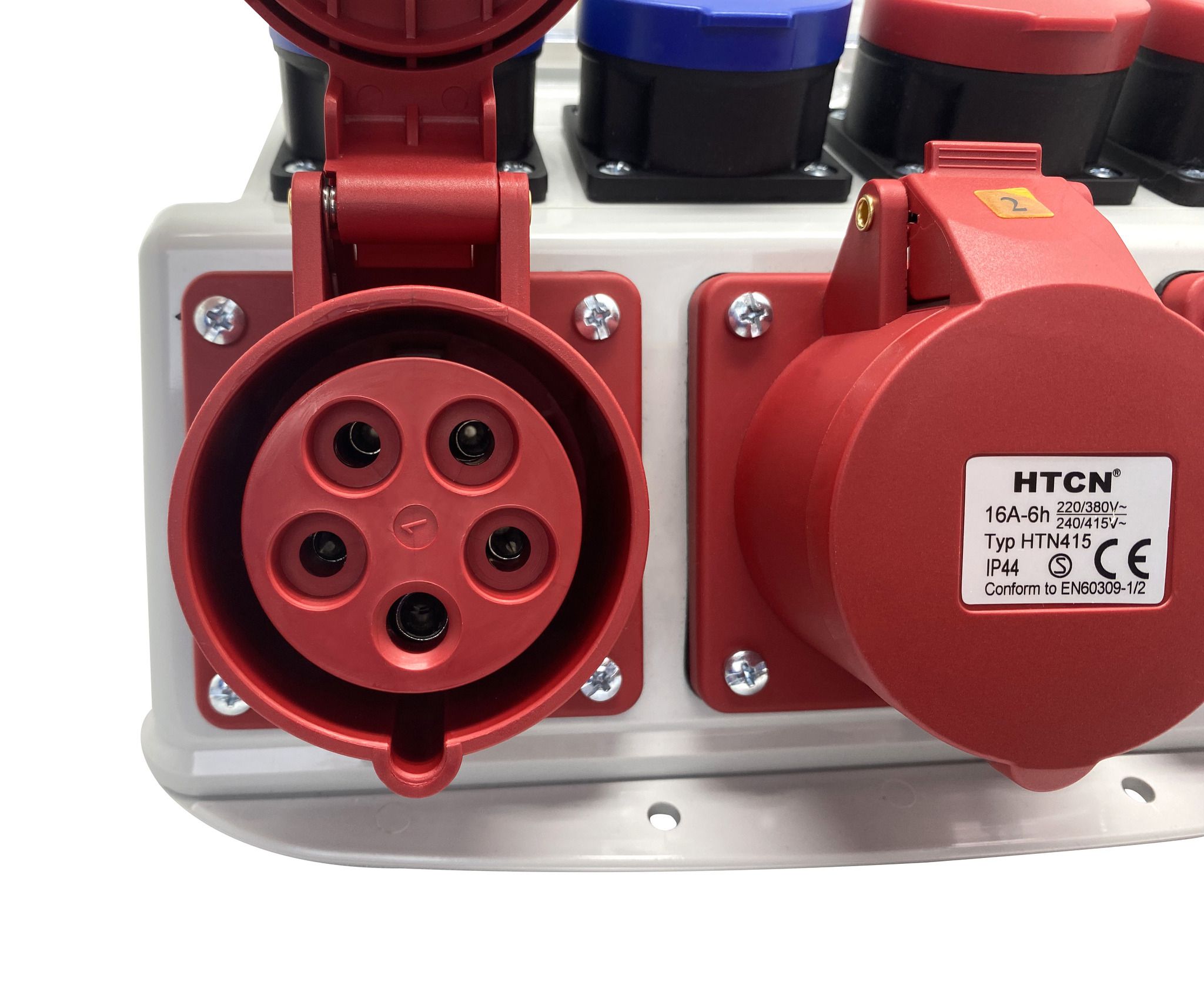 Wandstromverteiler 16A IP44/IP55 - Input: 1x CEE16/5 Output: 2xCEE16/5 2xT23 2xT25