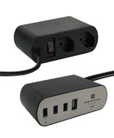 PowerHub 35W PD - 35W PD 3x USB-C / 1x USB-A, 2xT13 Steckdosen, 2.0m Kabel, silber/schwarz