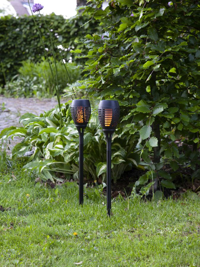 Solar Fackel Flame - Schwarz, Lichtfarbe Gelb