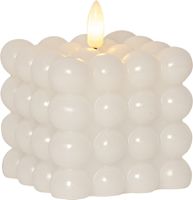 LED Pillar Kerze Flamme Dot - Indoor, Weiss, 9.5 cm höhe, Timerfunktion