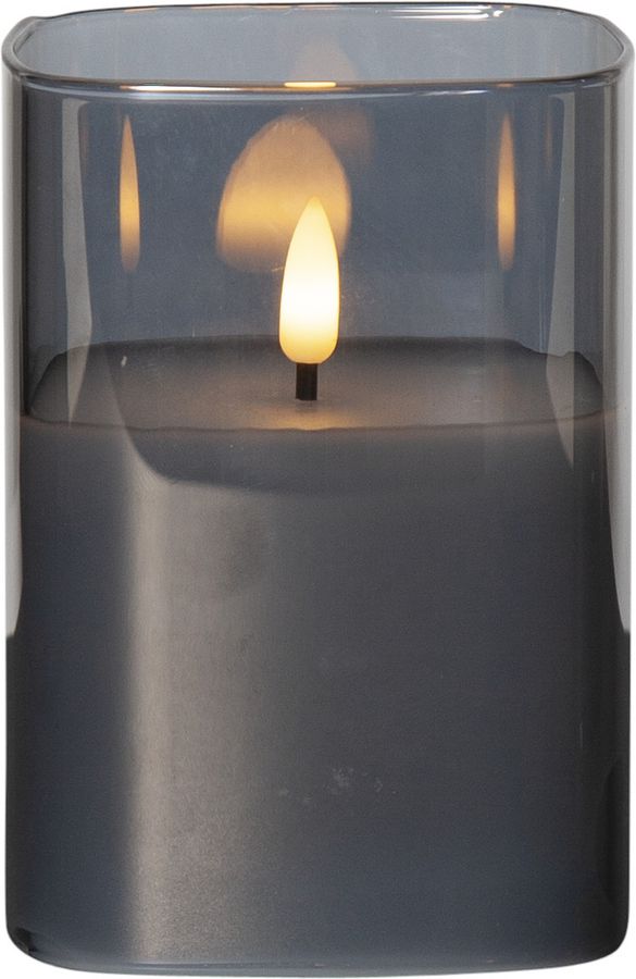 LED Pillar Kerze Flamme - Indoor, Schwarz, 12.5cm Höhe, Timerfunktion