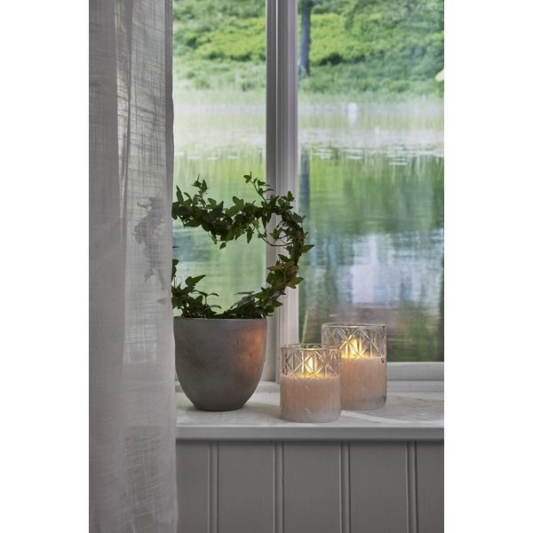 Laterne Flamme Romb - Indoor, Transparent, 12.5 cm höhe, Timerfunktion