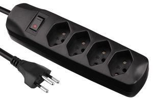 Fix Line Multipresa - 4xT13, 1.5m Kabel, H05VV-F 3G1mm2, schwarz, Kinderschutz