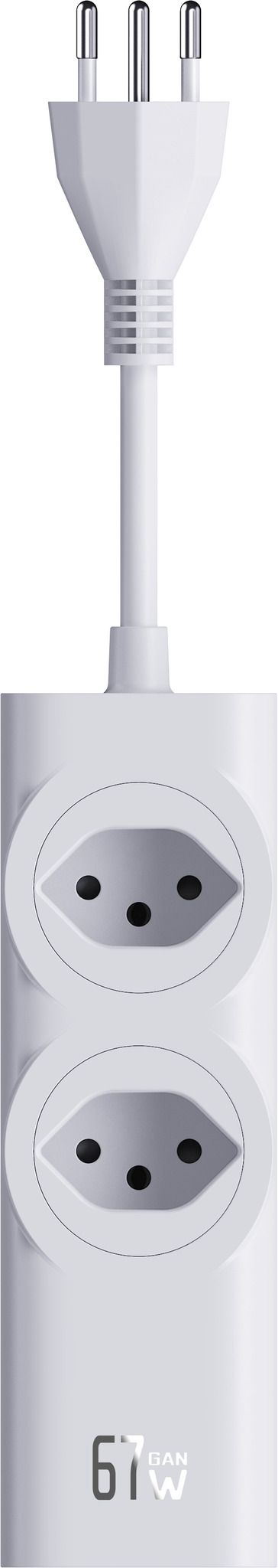 67W GaN Fast Charging Station - 2x T13, Out: USB-C1/ C2/ C3: 67W PD, C1+C2 shared: 45W + C3: 20W, USB-A: 5W, GaN, 1.5m Kabel, weiss