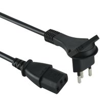 Gerätezuleitung FLAT T12 - C13 schwarz - 2.0m H05VV-F 3G0.75mm2 Kabel, schwarz