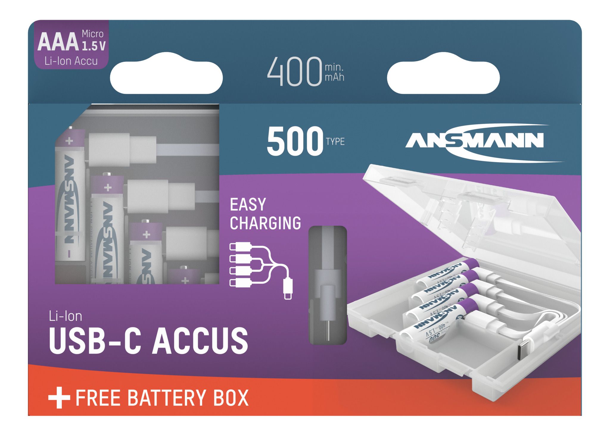 Li-Ion Akkus Micro AAA Typ 500 (min. 400 mAh) - 4er Box