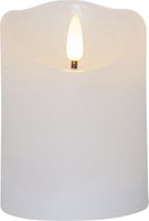LED Pillar Kerze Flamme Rustic - Indoor, Weiss, 10.00 cm Höhe,  Timerfunktion