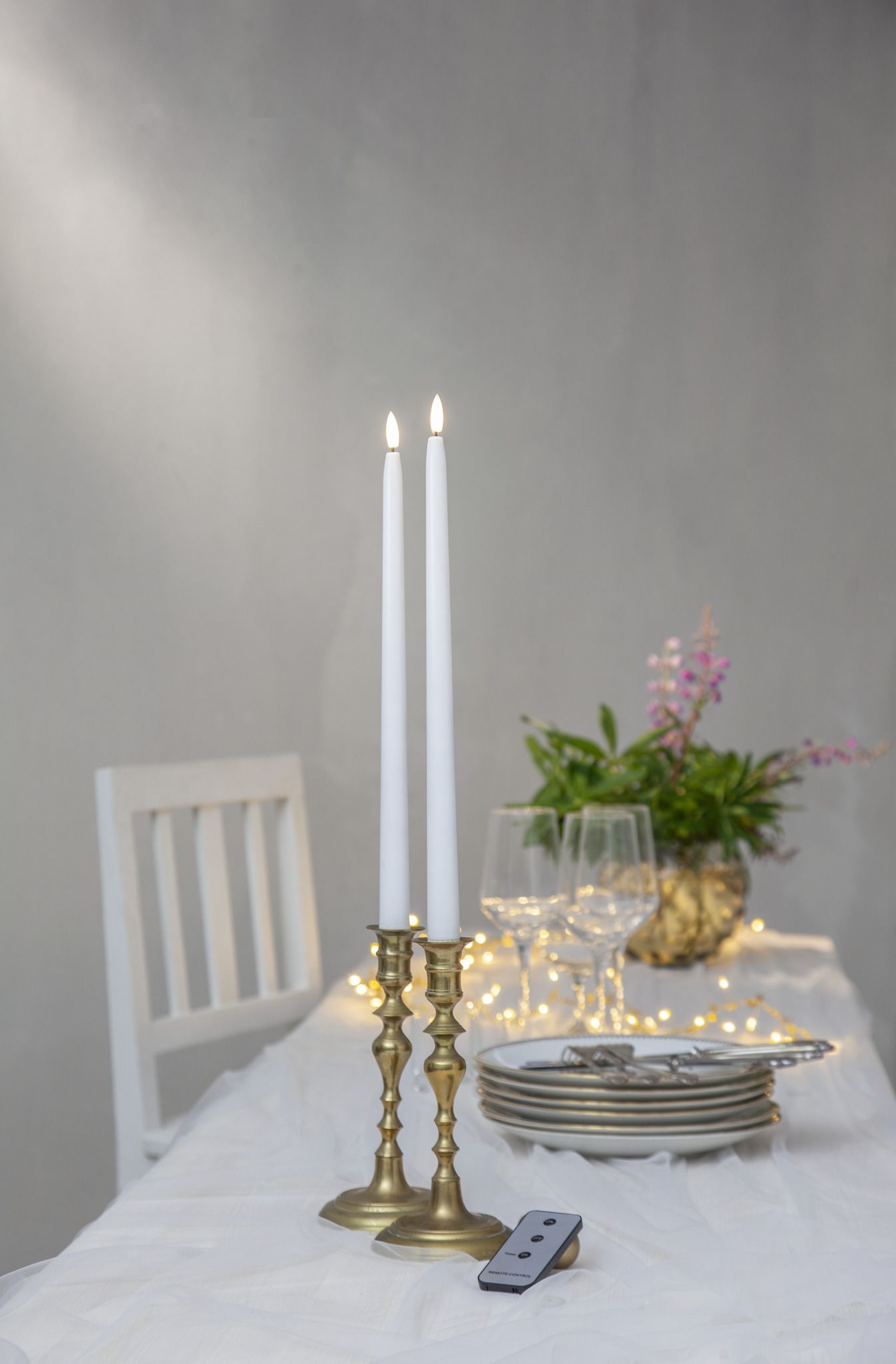 LED Dinner Kerze 2P Flamme Slim - IP20, Warmweiss, 2 LED's