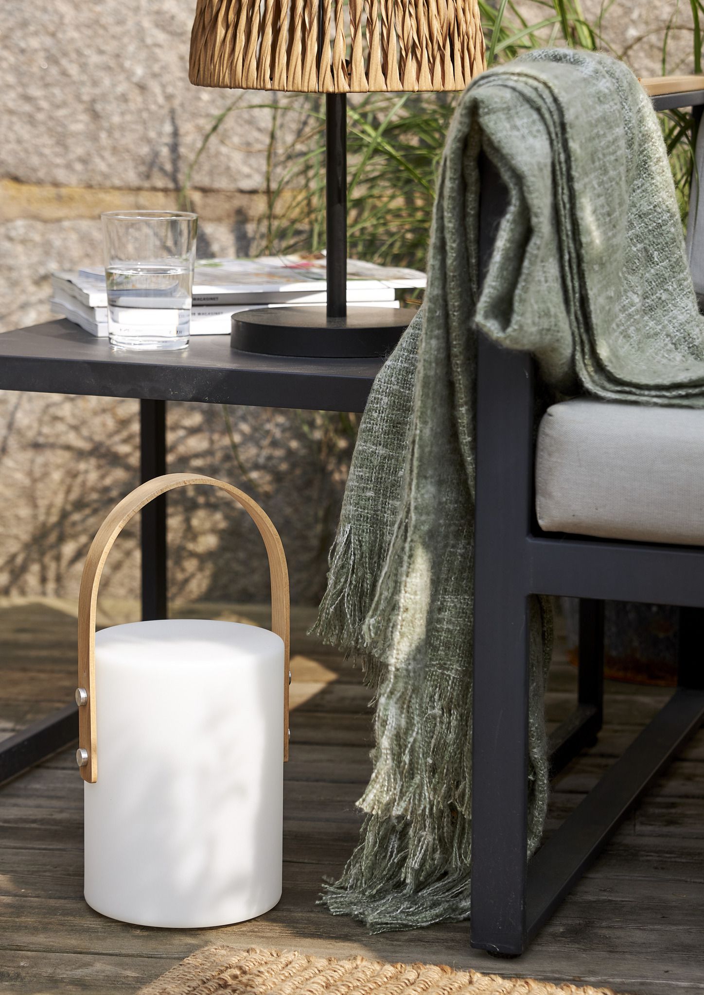 Outdoor-Laterne LUCIE - Weiss, 34 x 17 cm, warm&kaltweiss, wiederaufladbar