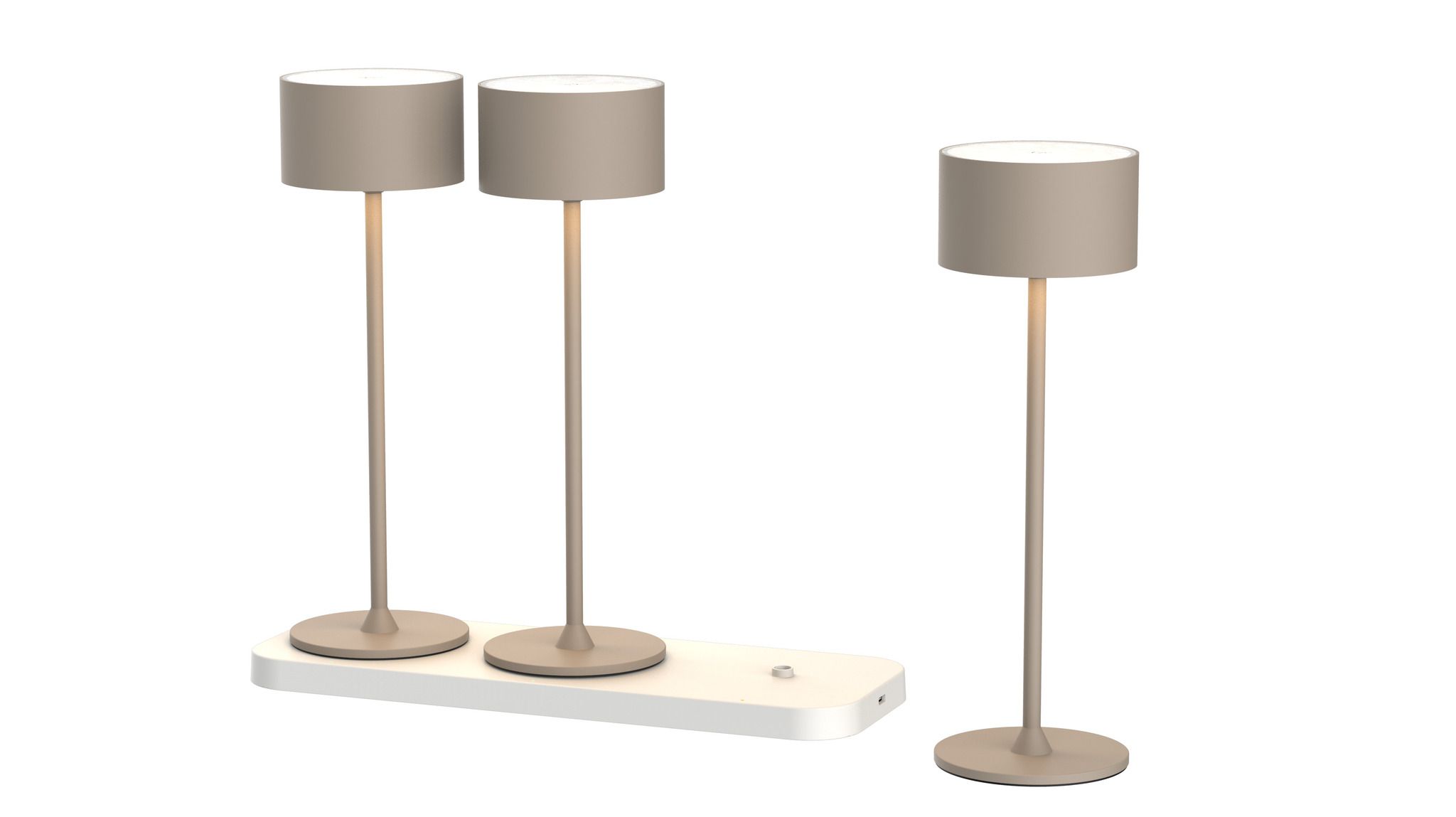 Akku-Tischleuchten 3er Set mit Ladestation Tavolo sand - 3000-6500K,170lm, IP20