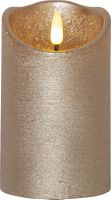 LED Pillar Kerze Flamme Rustic - Indoor, Gold, 12.50 cm Höhe,  Timerfunktion