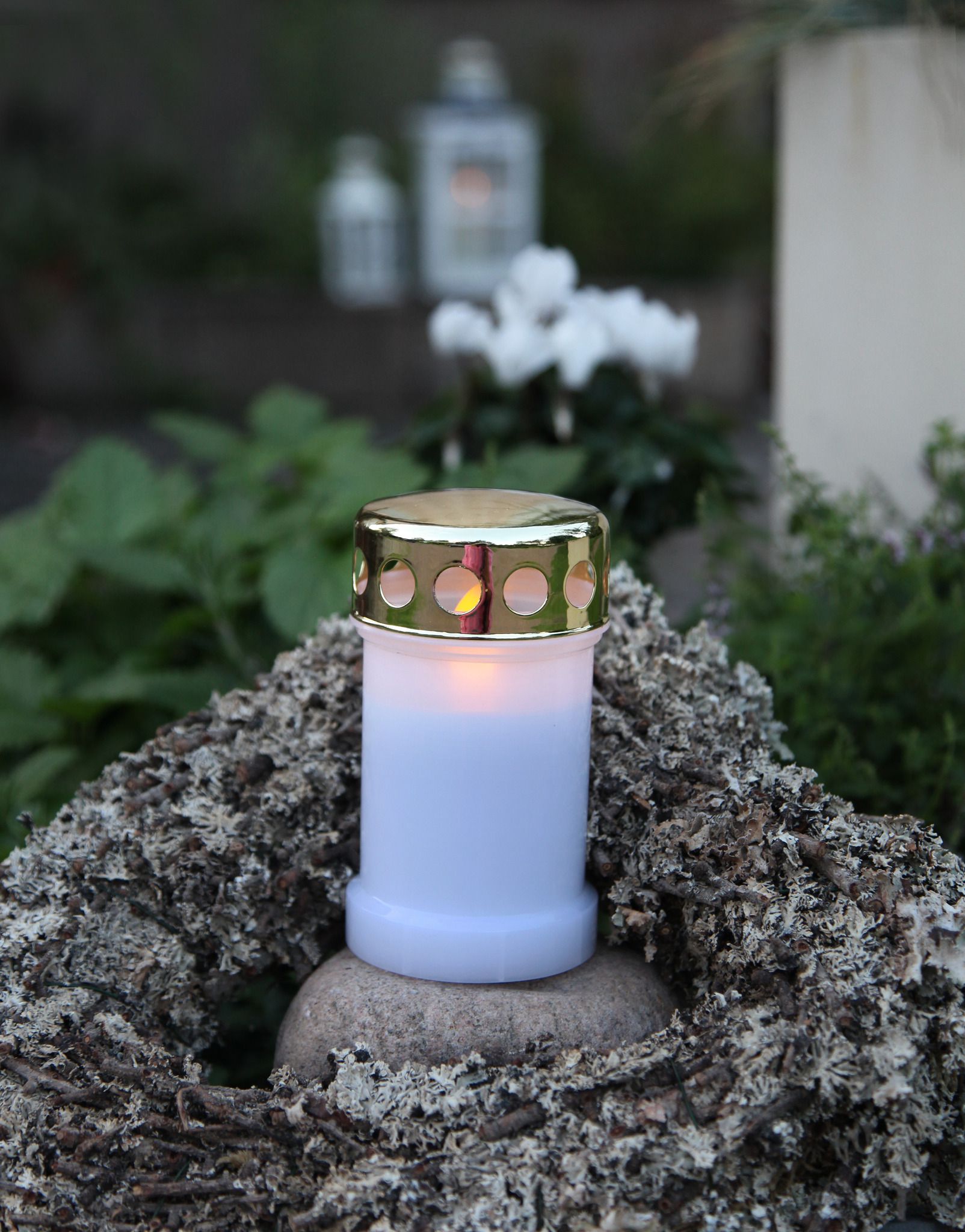 Grablicht-Display Serene, weiss - Outdoor, Weiss, 32cm Höhe, keine Timerfunktion, 12 Stück