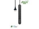 Steckdosenleiste Re:Life USB - 6x T13. 2x USB-C + 1x USB-A, 1.8m Kabel, schwarz