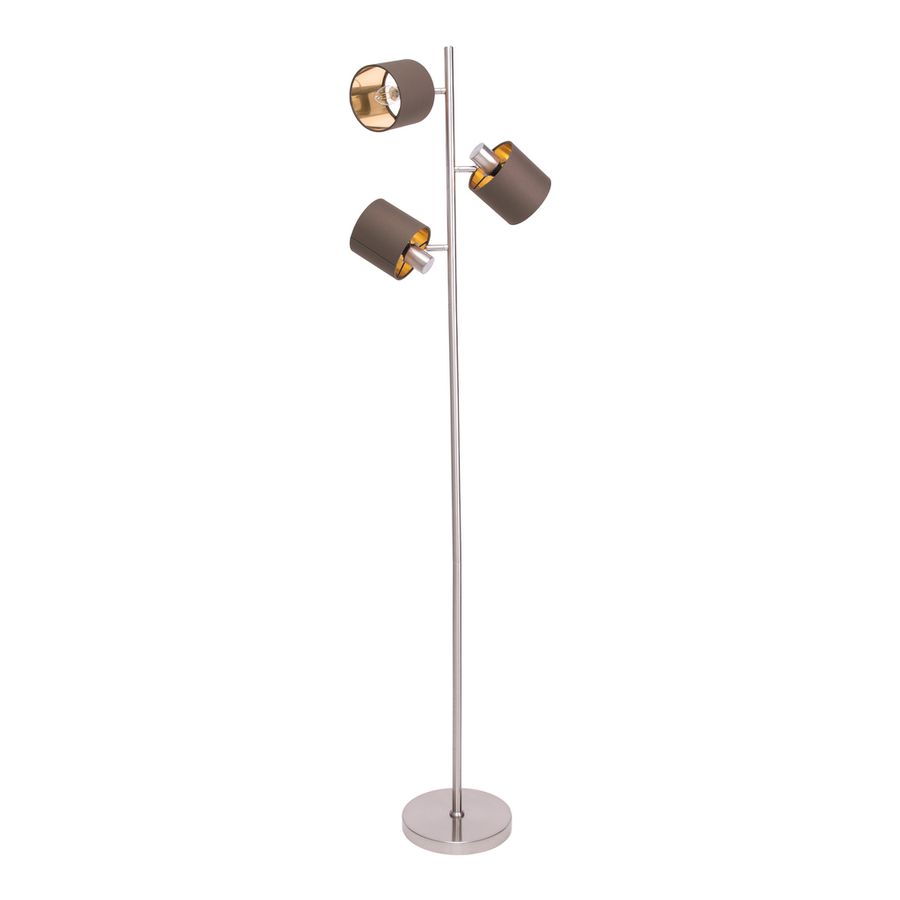 Stehleuchte MARON G - E14, max. 3x40W, IP20, nickel + braun + gold, nicht dimbar, exkl. Leuchtmittel, D=350mm, H=1528mm