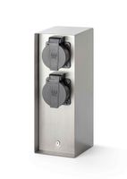 IP55 Energiesäule 4xT13 - 230V AC, max. 10A, 4xT13, IP55, nickel, rostfrei, Überlastschutz, L=130mm, B=85mm, H=230mm