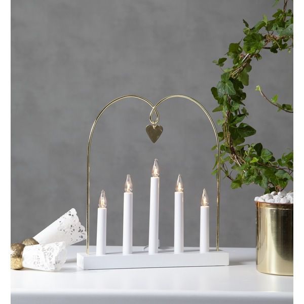 Kerzenständer Glossy Bow - IP20, Neutralweiss, 5 LED's