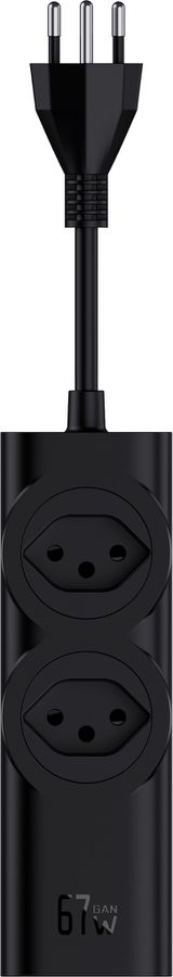 67W GaN Fast Charging Station - 2x T13, Out: USB-C1/ C2/ C3: 67W PD, C1+C2 shared: 45W + C3: 20W, USB-A: 5W, GaN, 1.5m Kabel,schwarz