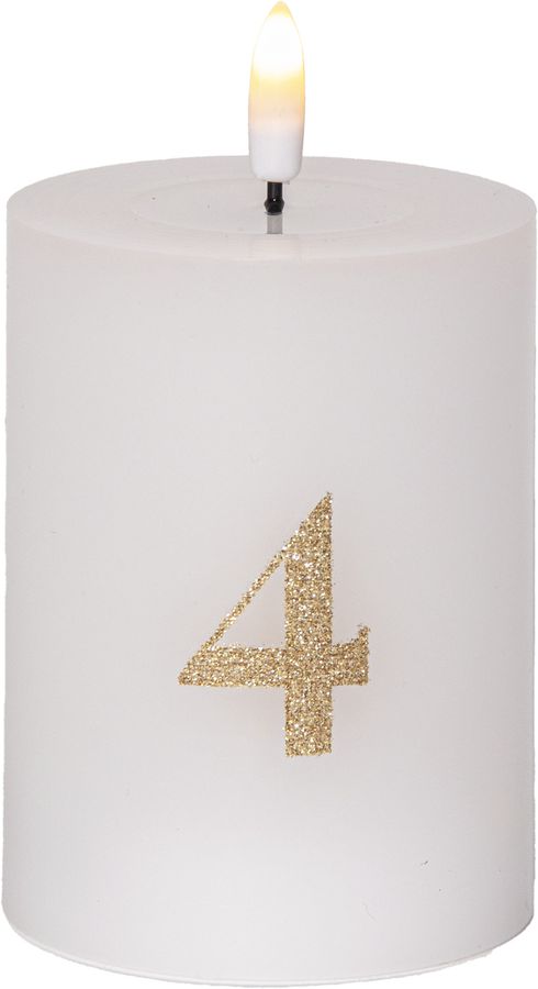 LED Pillar Kerze 4 pack Flamme Advent - Indoor, Weiss, 12.50 cm Höhe, Timerfunktion