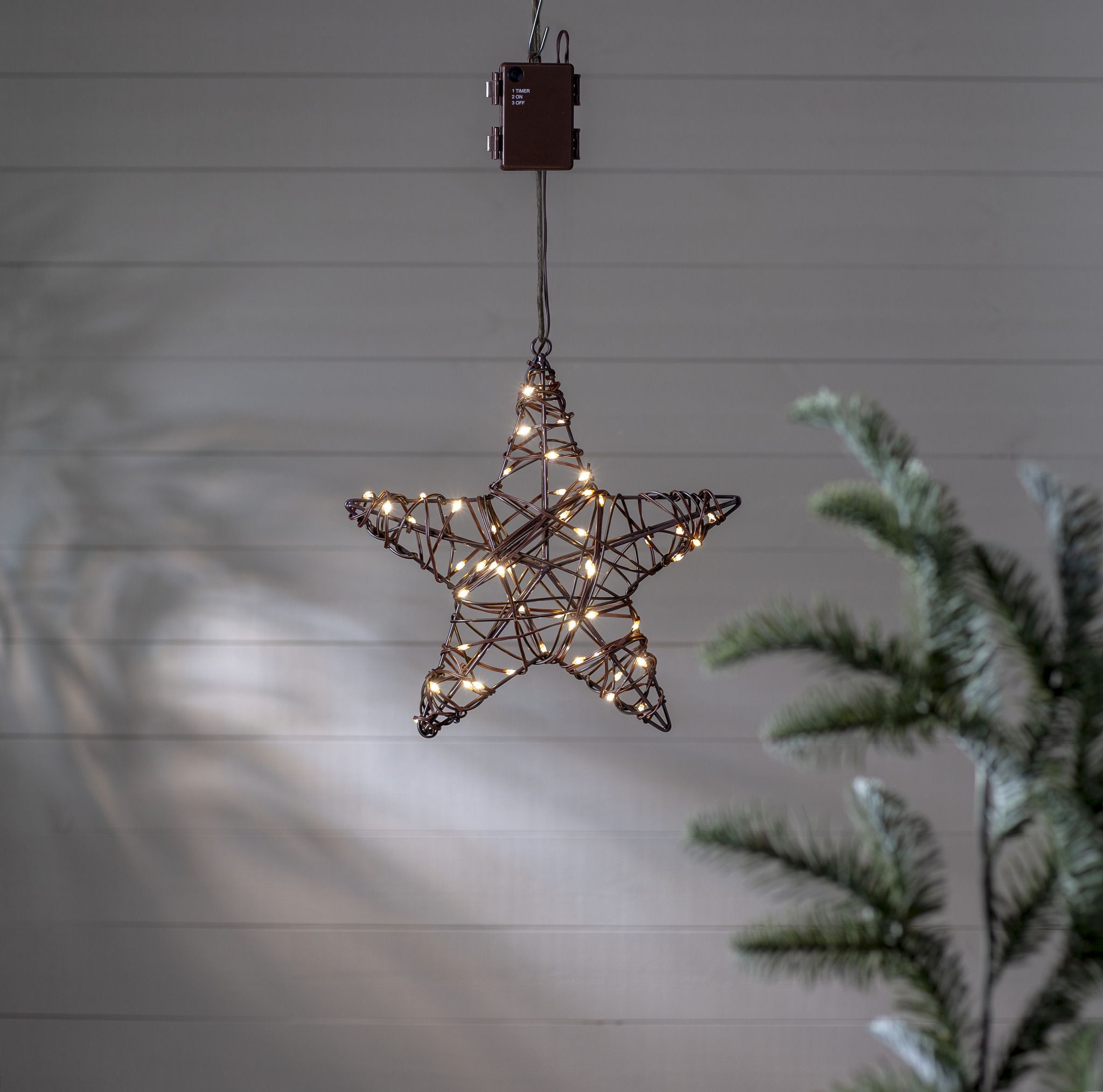 Outdoor Decoration Vicke Star 30cm - Indoor, Outdoor, Warmweiss, Braun