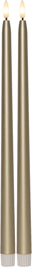 LED Dinner Kerze 2 pack Flamme Metal - Indoor, Gold, 39.00cm Höhe