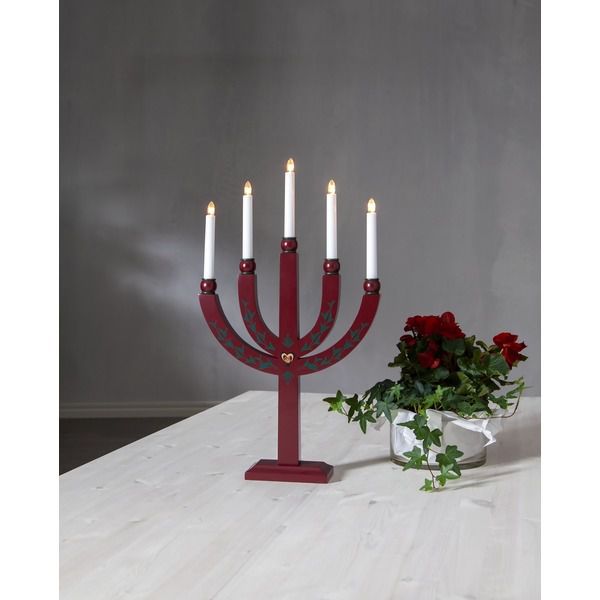 Kerzenleuchter Elias Tradition - IP20, Rot, Warmweiss