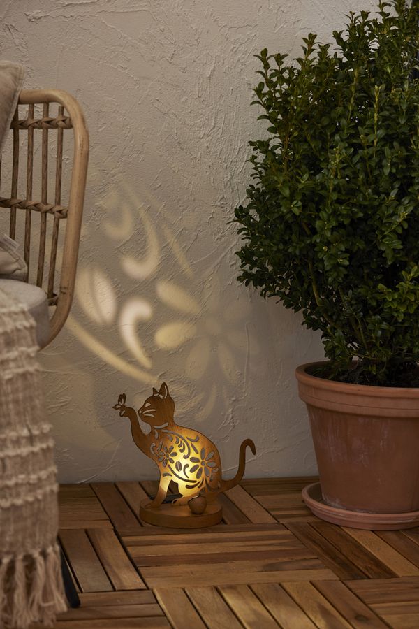 Solar Decoration Oxicat - Indoor, Outdoor, Warmweiss, Rost