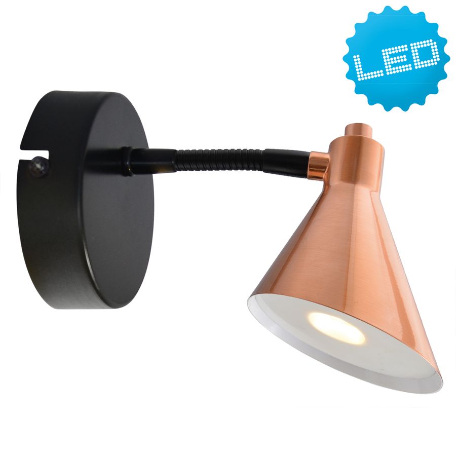 LED Wandleuchte Copper - LED fest verbaut, 3000K, warmweiss