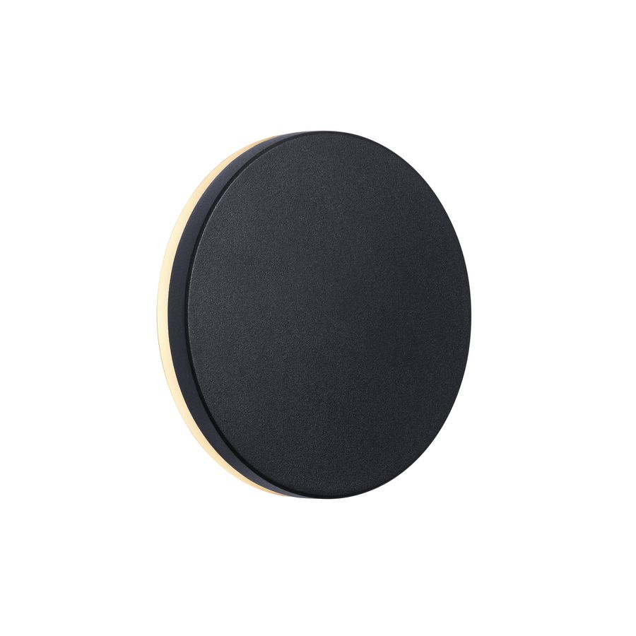 LED Wandleuchte Artego Round - 7.2W, 468lm, 3000K, IP54, CRI 82, 120°, schwarz, nicht dimmbar, D=150mm, H=50mm