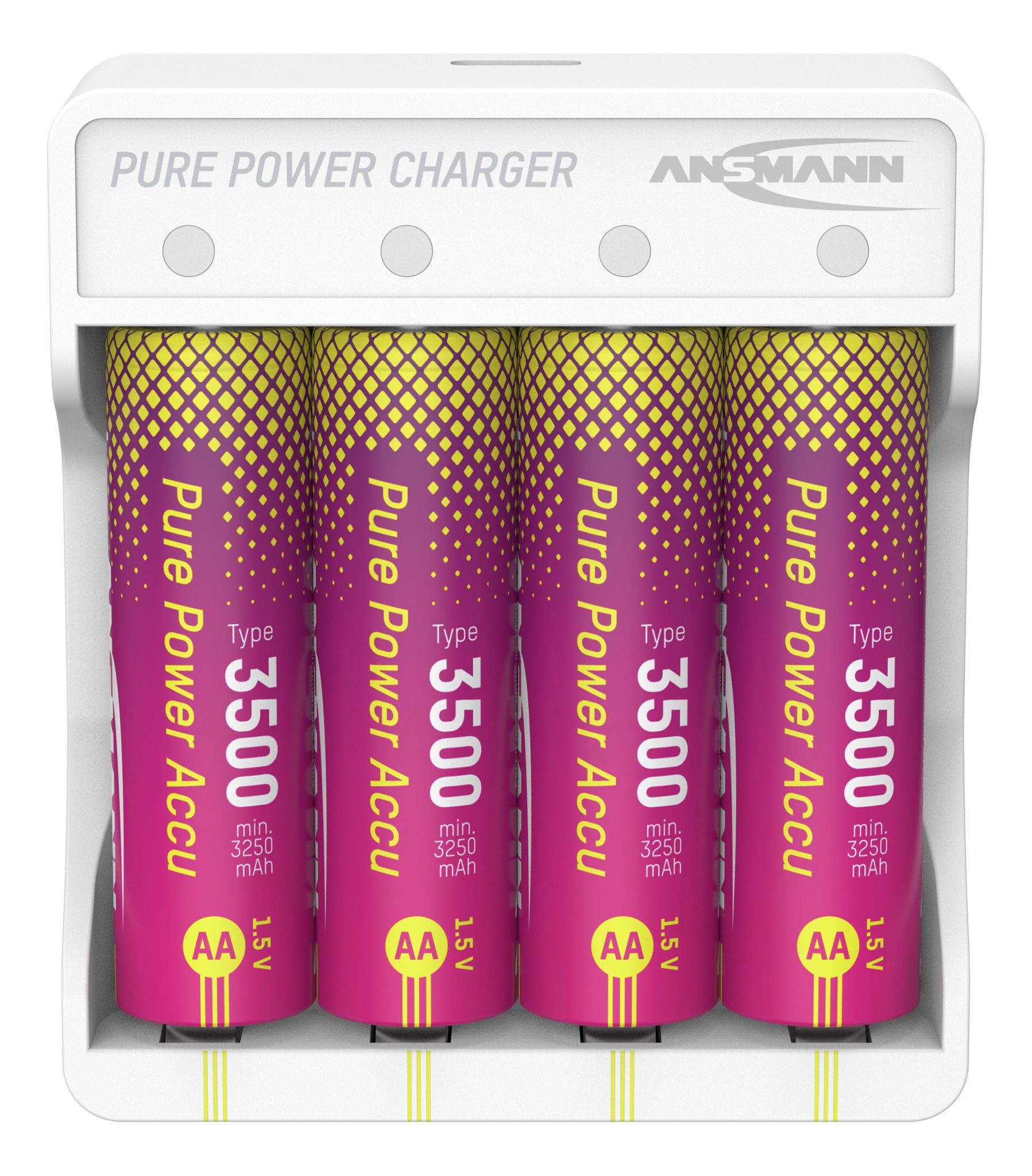 Pure Power Set 4× Mignon AA Akkus und Lademodul - Lithium-Ladegerät