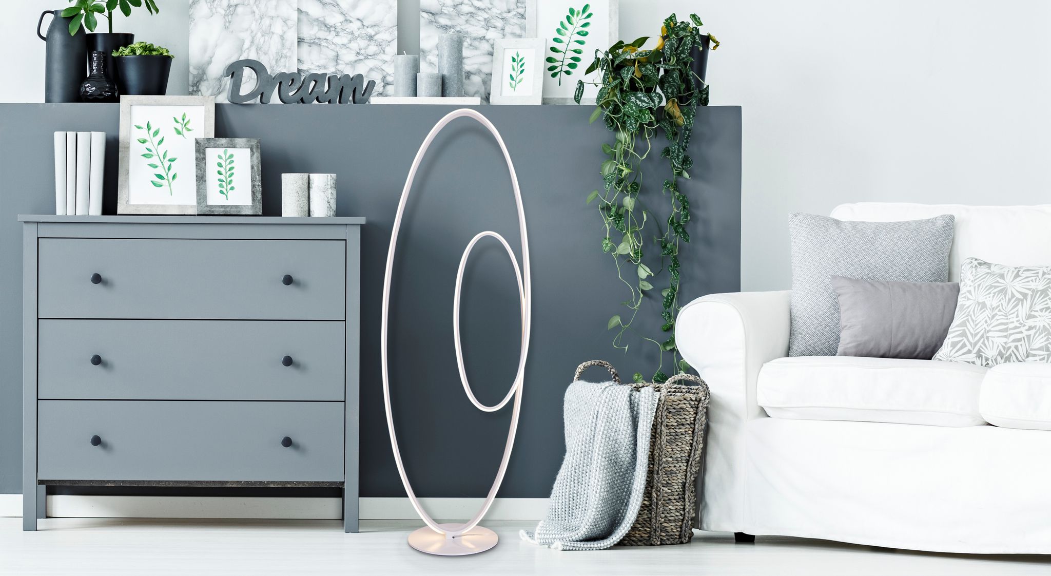 LED Stehleuchte h: 120cm weiß Odrive - LED fest verbaut, 3000K, warmweiss