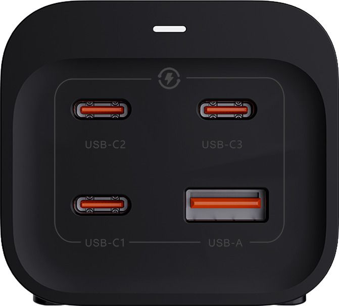 67W GaN Fast Charging Station - 2x T13, Out: USB-C1/ C2/ C3: 67W PD, C1+C2 shared: 45W + C3: 20W, USB-A: 5W, GaN, 1.5m Kabel,schwarz