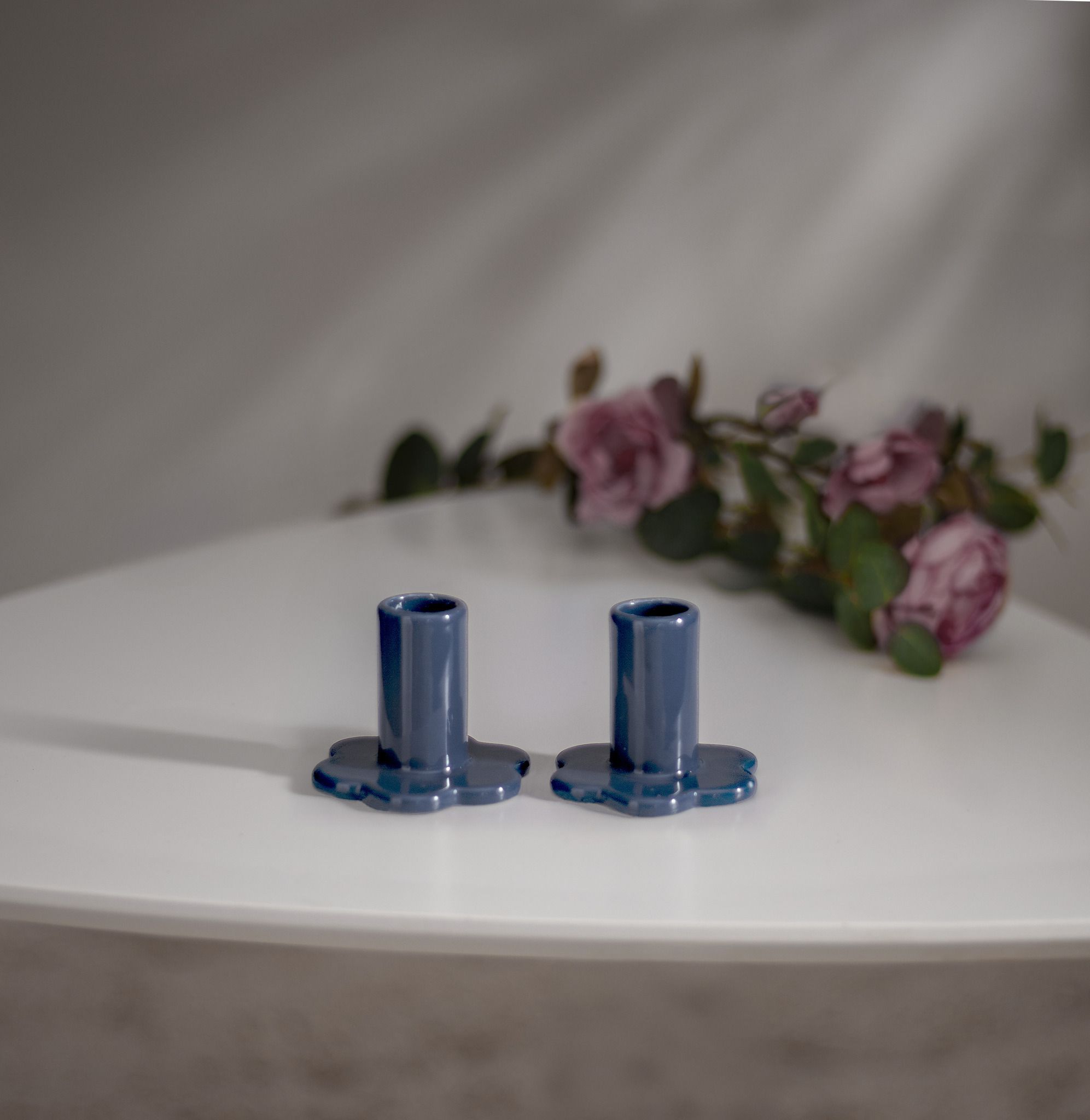 Kerzenhalter 2-p Bloom - Indoor, Blau, 6.00cm Höhe