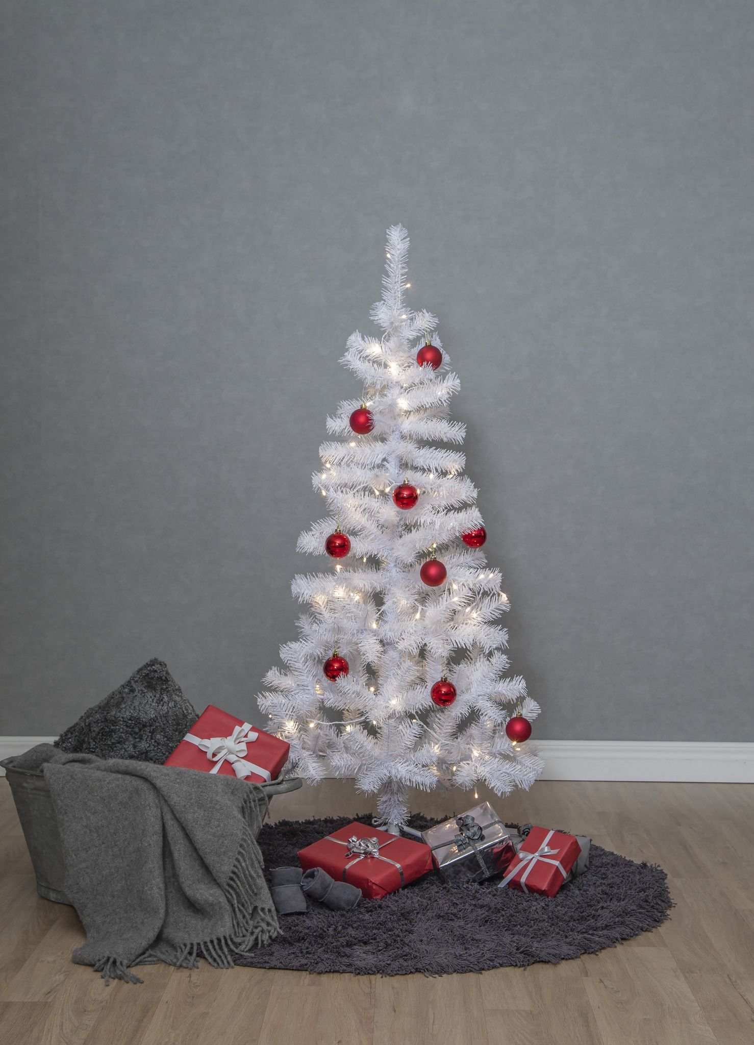 Weihnachtsbaum mit LEDAlvik - Weiss, 80LED, 150cm Höhe