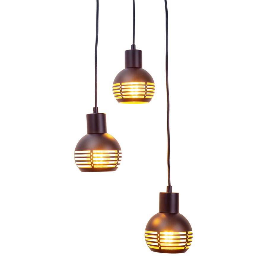 3er Pendelleuchte schwarz golden Casco - E27, IP20