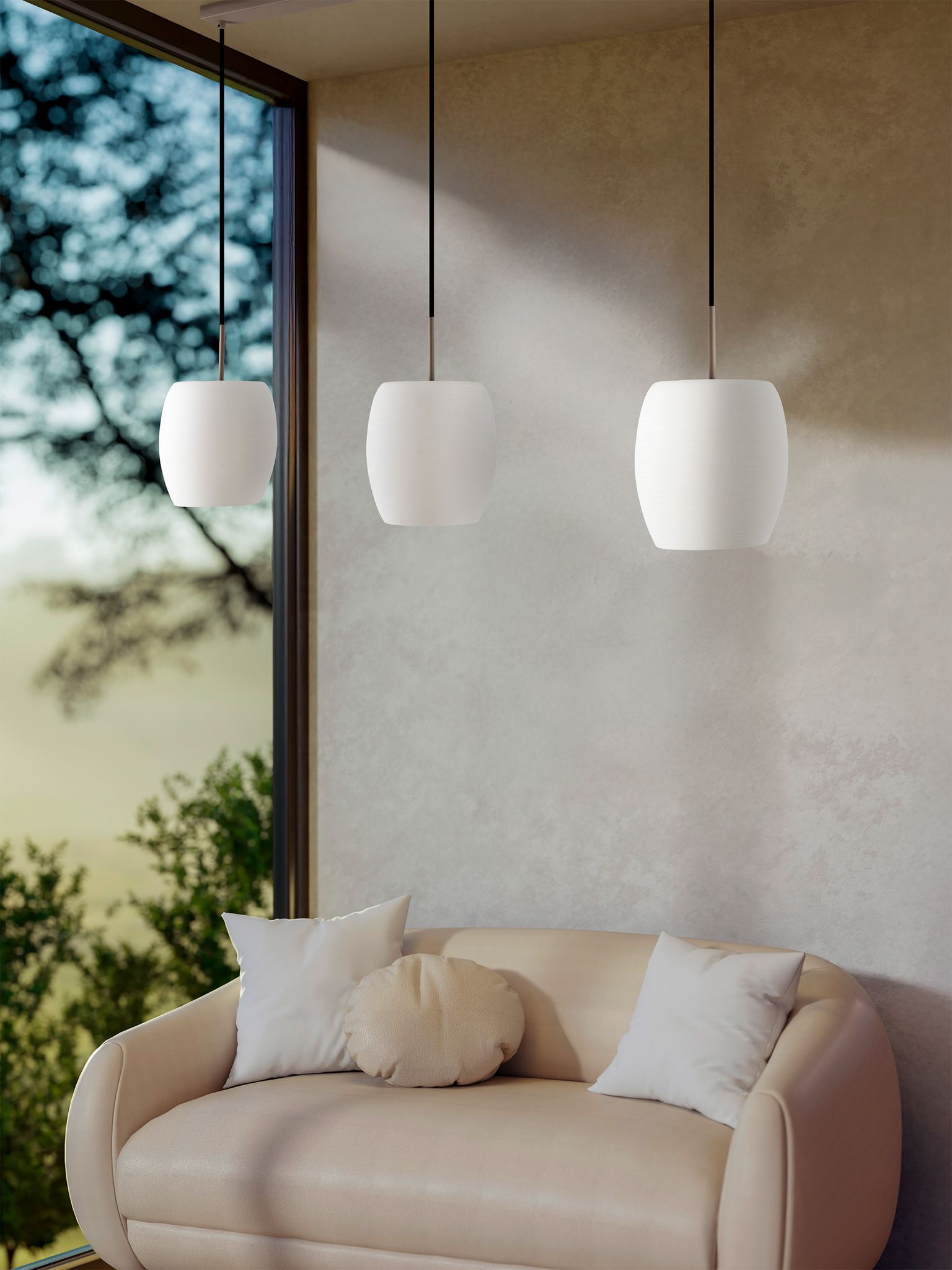 3er Pendelleuchte  NIRELIA  L: 110cm beige - IP20, E27, Beige